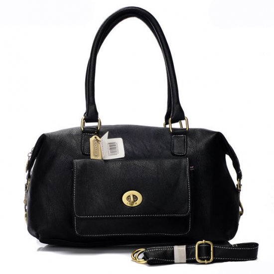 Coach Madeline East West Medium Black Satchels AQZ - Click Image to Close